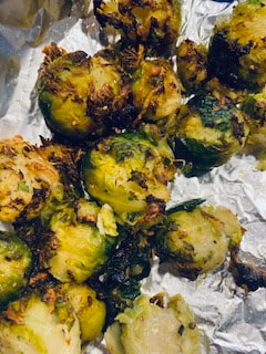 cheesy smashed Brussel sprouts